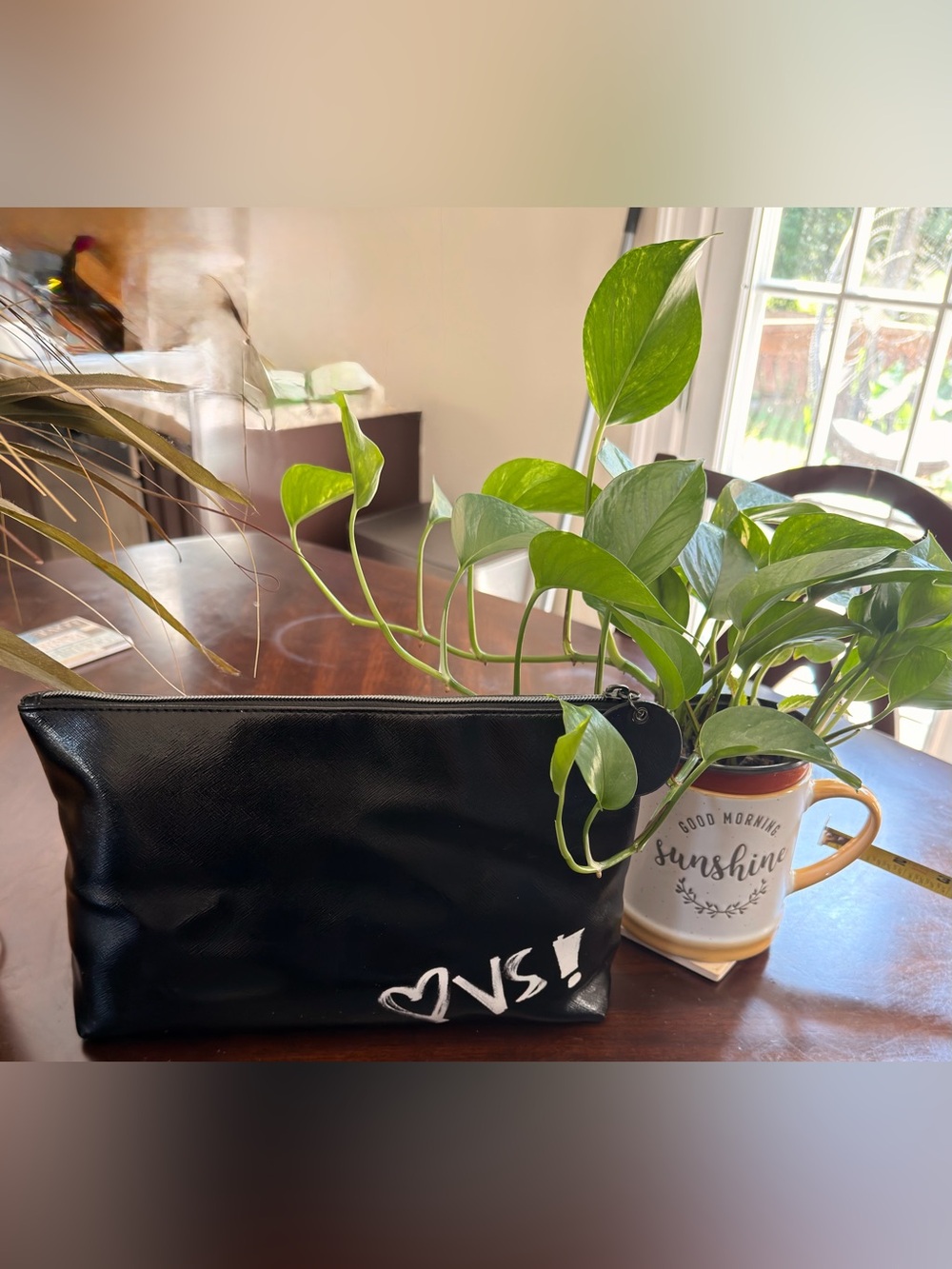 Victoria's Secret Black Cosmetic Pouch with Pink Lettering & Heart - Picture 5 of 7